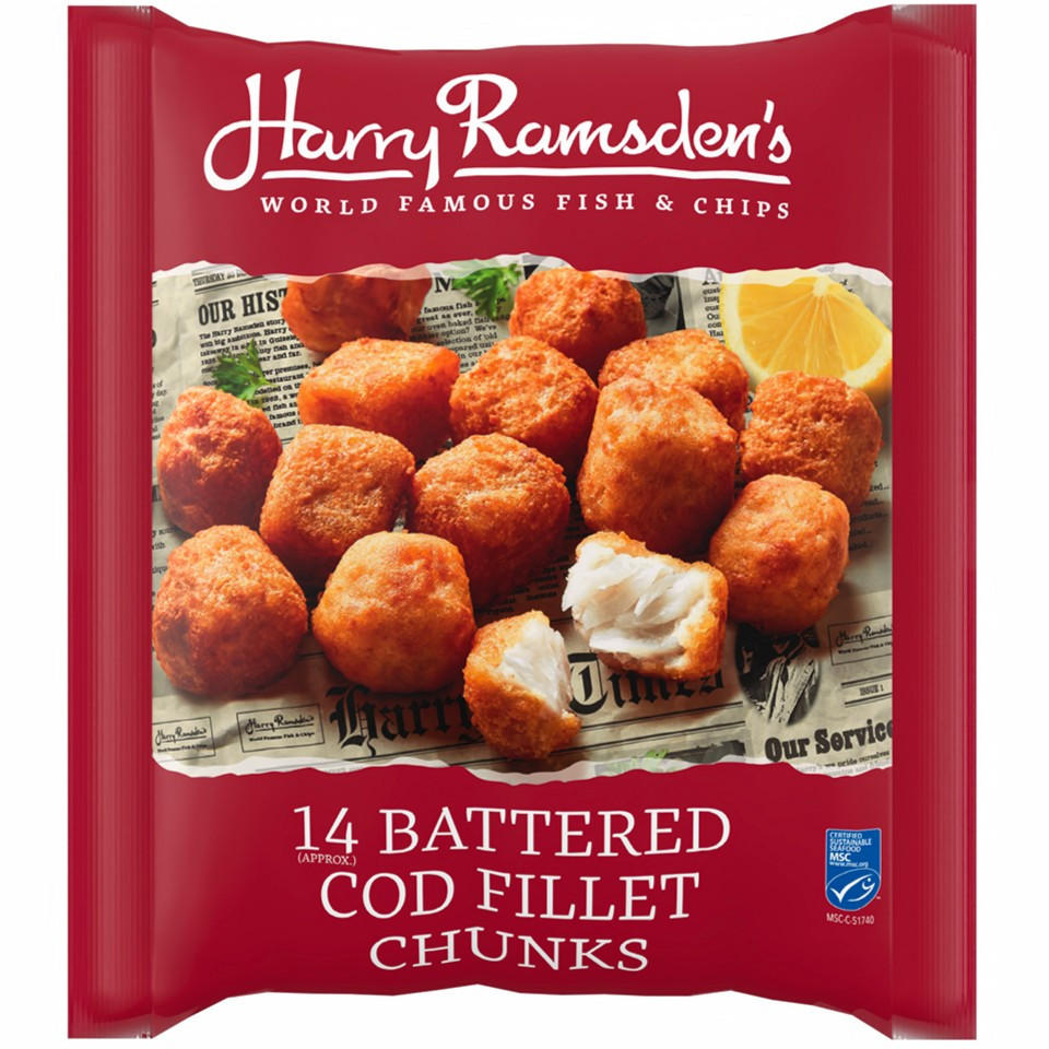 Harry Ramsdens 14 Battered Cod Fillet Chunks 300g
