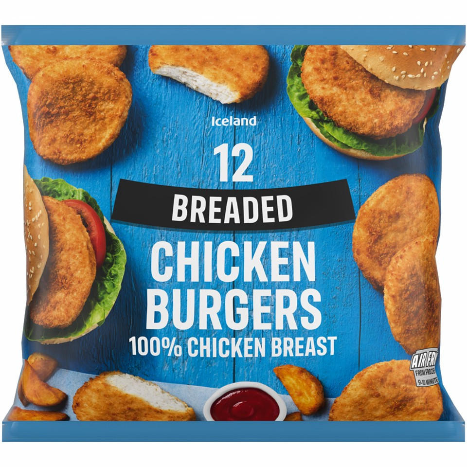 Iceland 12 (Approx.) Breaded Chicken Burgers 660g
