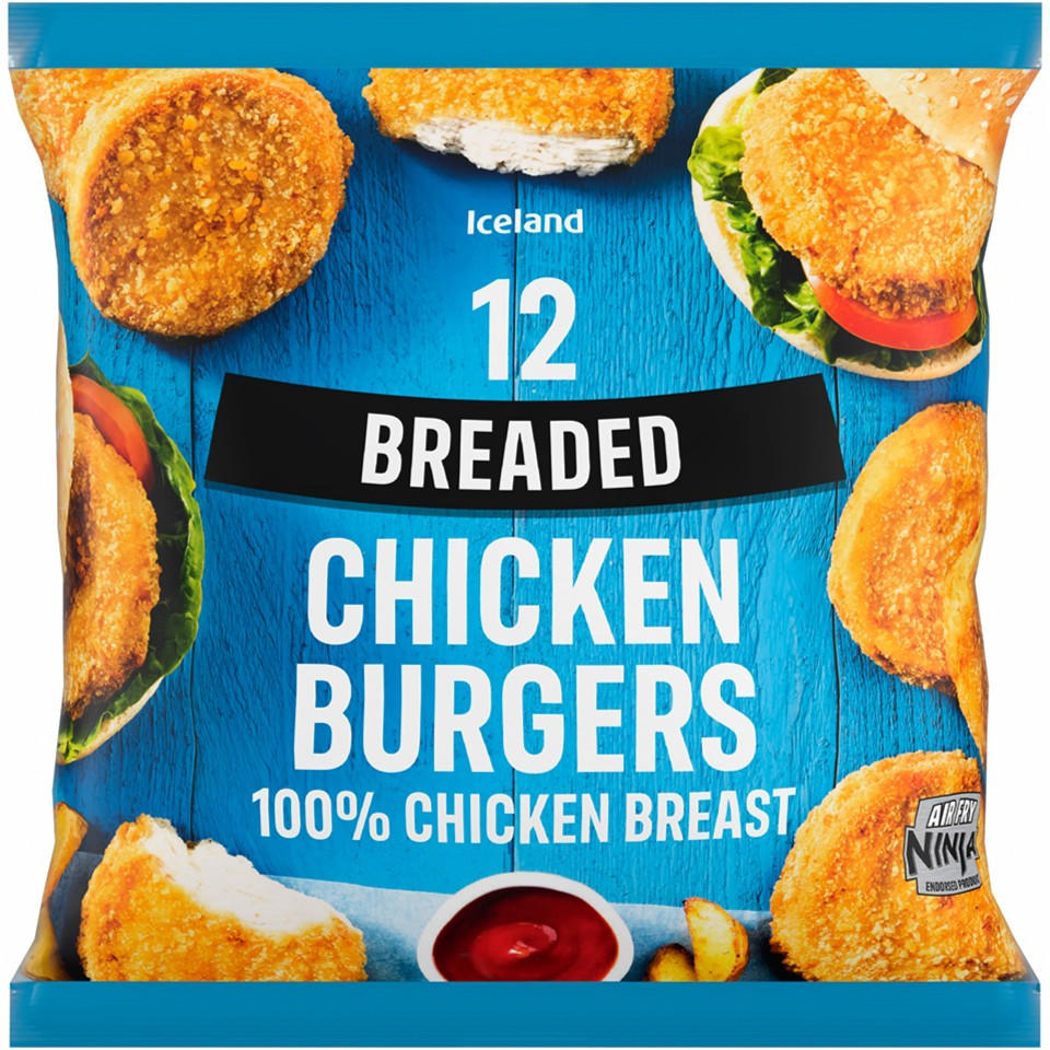Iceland 12 (approx.) Breaded Chicken Breast Burgers 660g