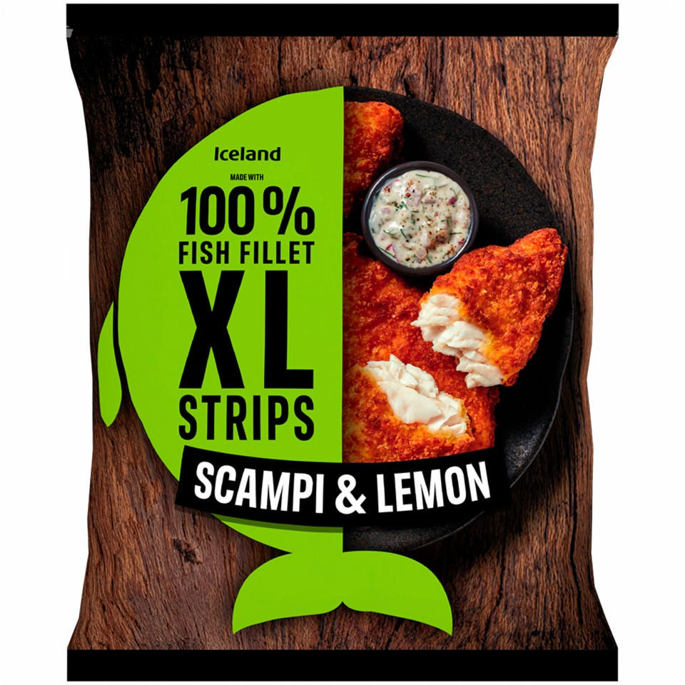 Iceland Made with 100% Fish Fillet XL Strips Scampi and Lemon Flavour 400g