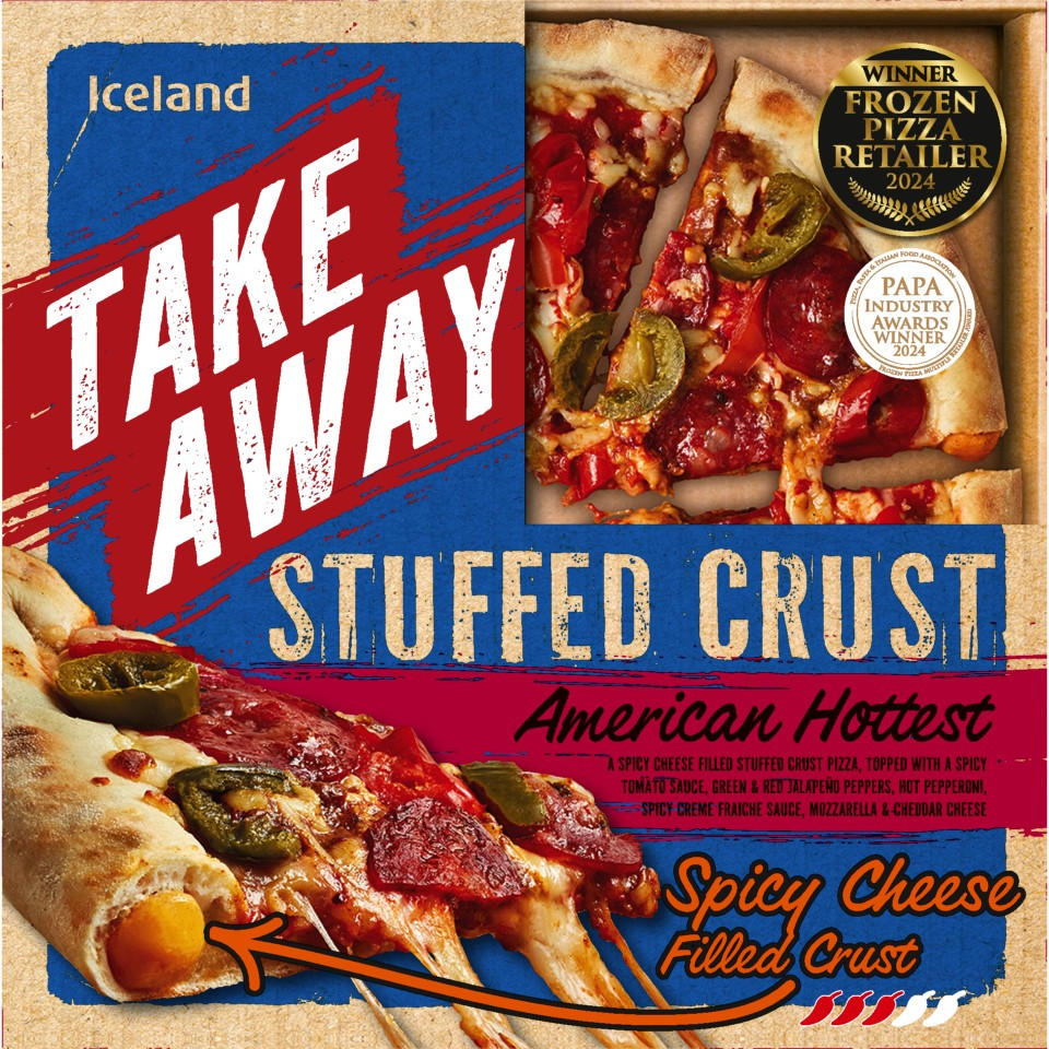Iceland Takeaway Pizza Stuffed Crust American Hottest 524g