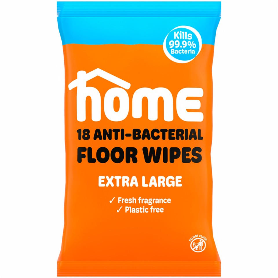HOME 18pk Anti-Bacterial Extra Large Floor Wipes