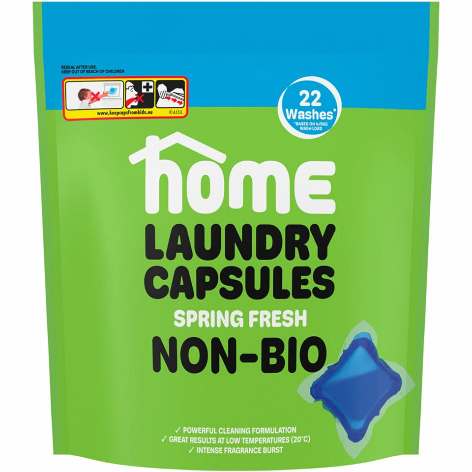 HOME Spring Fresh Non-Bio Laundry Capsules 22 Washes