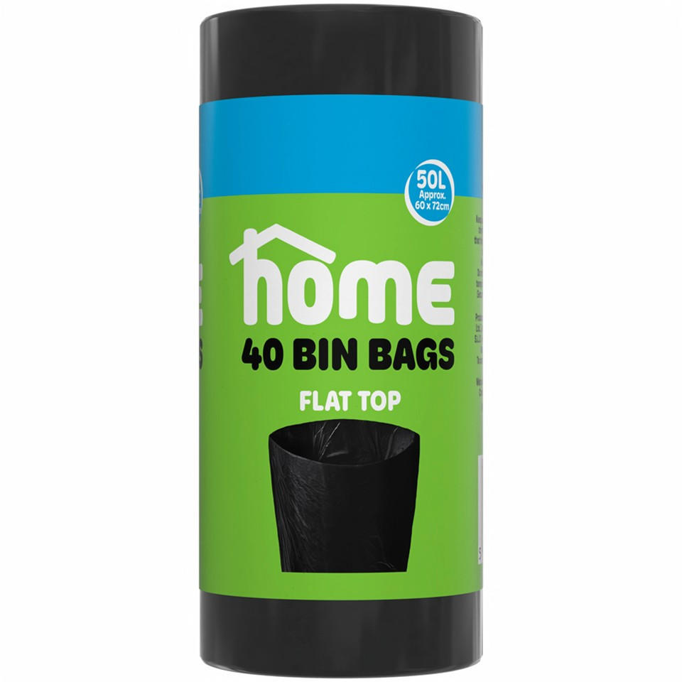 HOME 40pk Bin Bags 50L