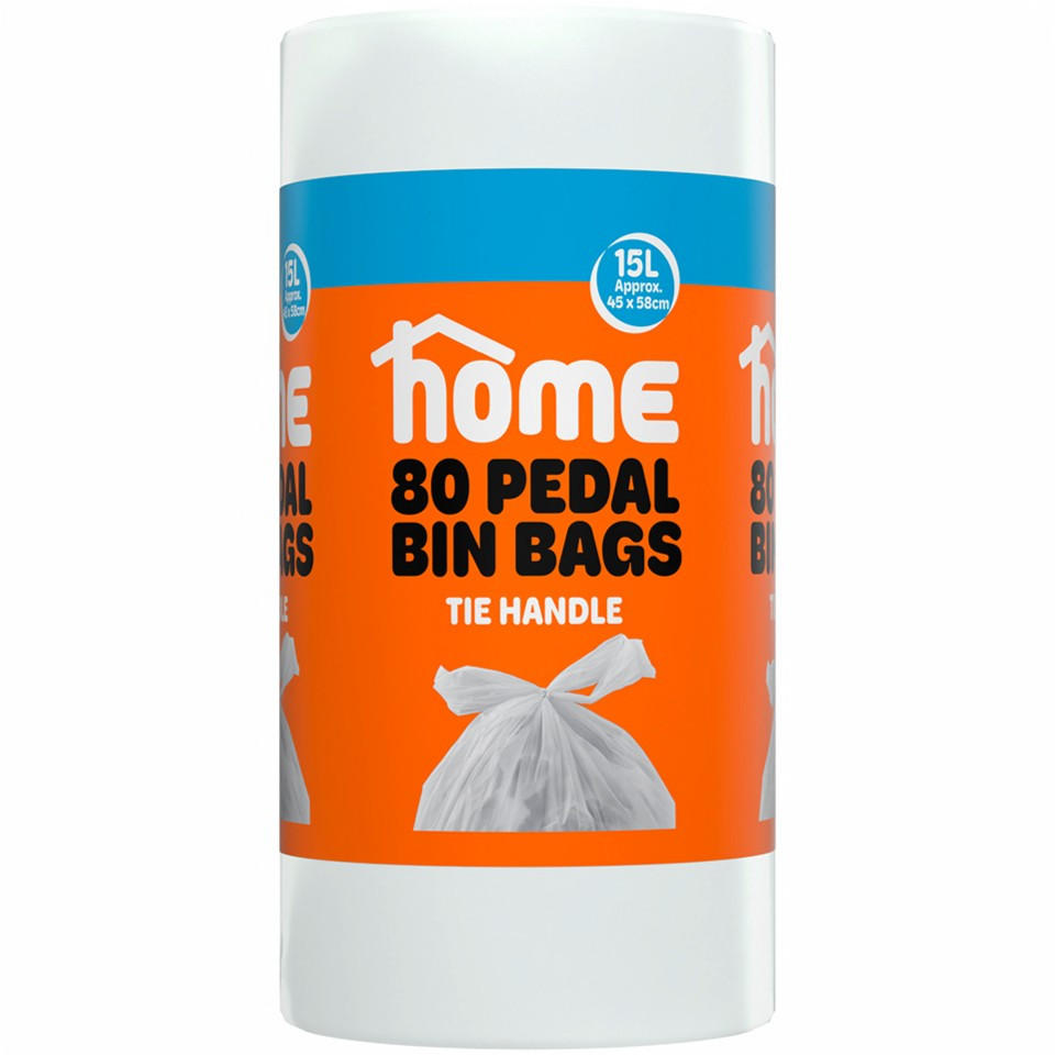 HOME 80pk Tie Handle Pedal Bin Bags 15L