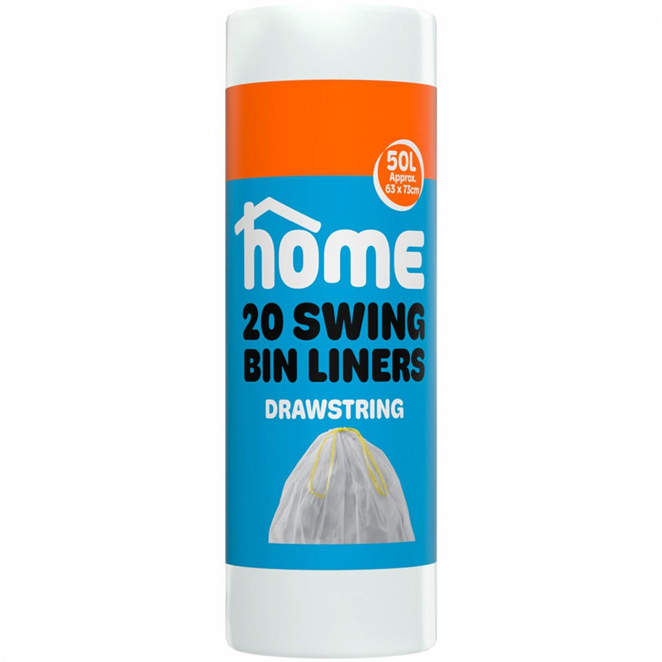 HOME 20pk Swing Drawstring Bin Liners 50L