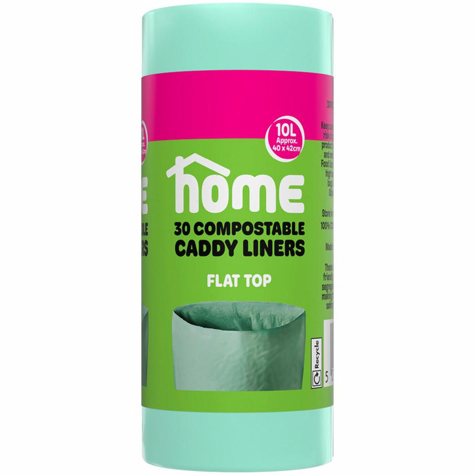 HOME 30pk Compostable Caddy Liners 10L