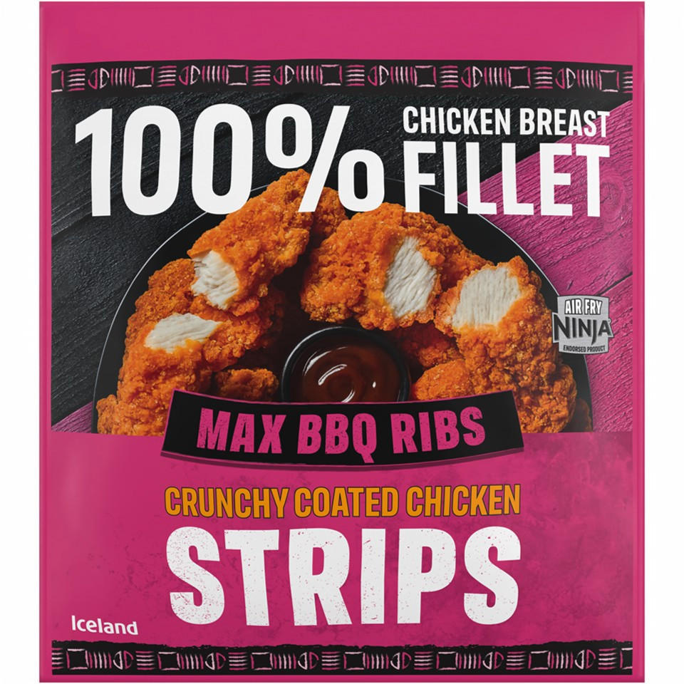 Iceland Max BBQ Ribs Crunchy Coated Chicken Strips 500g