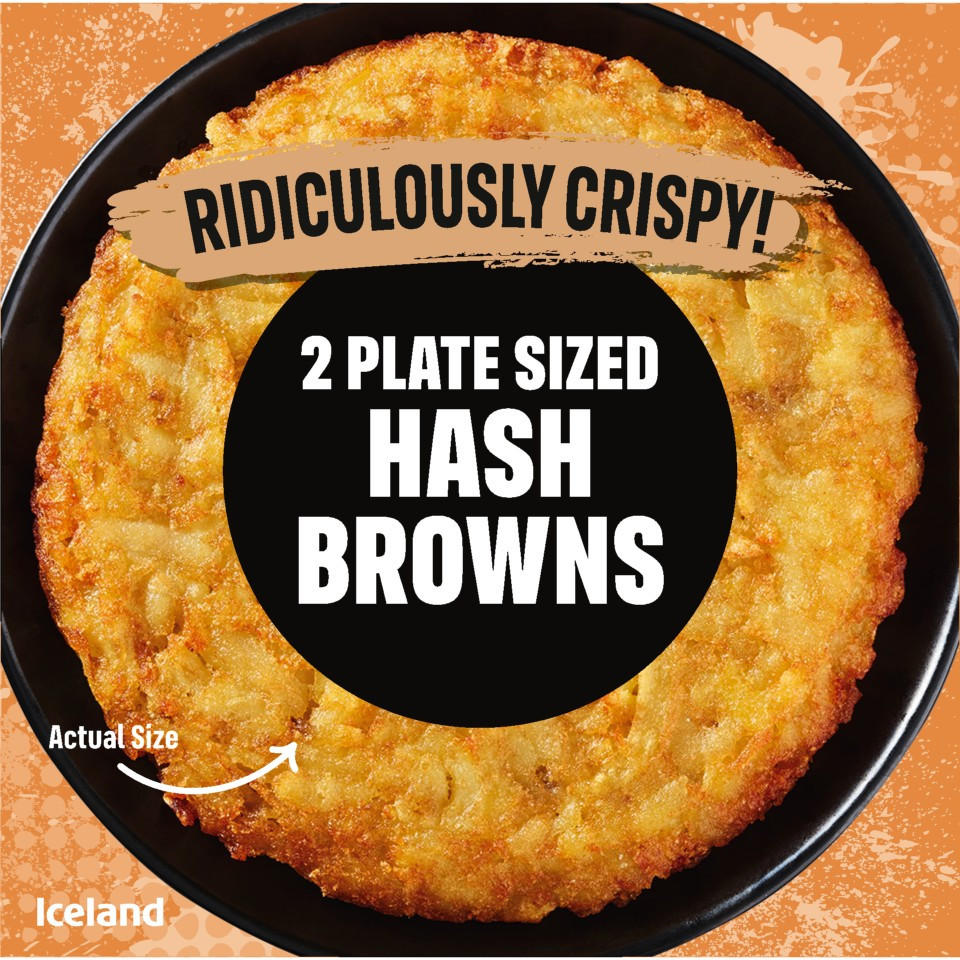 Iceland 2 Plate Sized Hash Browns 400g