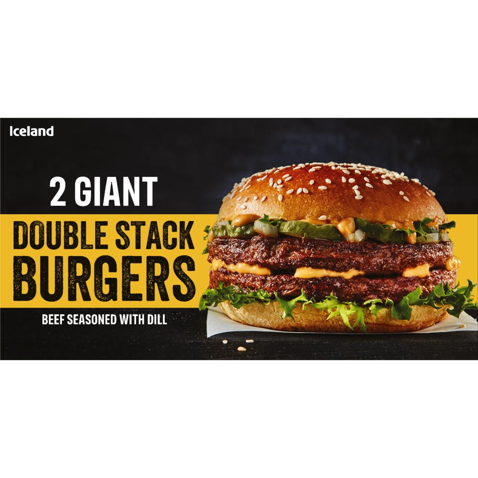 Iceland 2 Giant Double Stack Burgers 494g