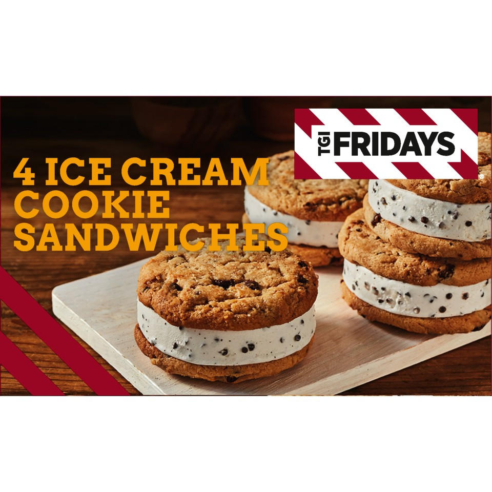 TGI Fridays 4 Ice Cream Cookie Sandwiches 260g
