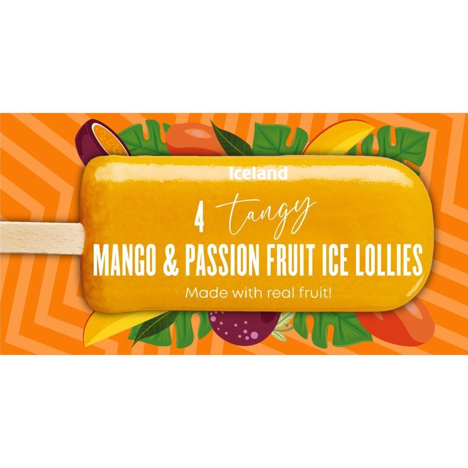 Iceland 4 Mango & Passion Fruit Ice Lollies 292g