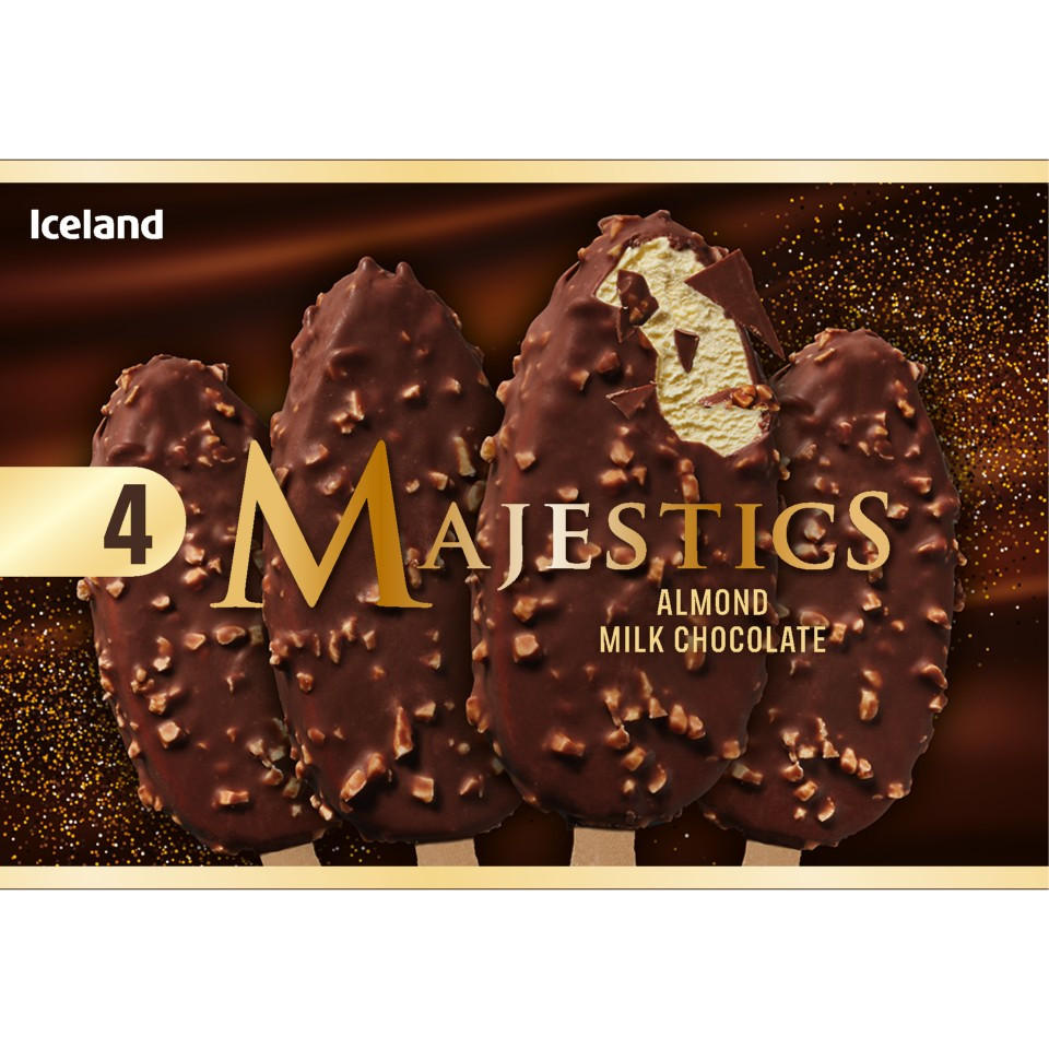 Iceland 4 Majestics Almond & Milk Chocolate 306 g (4 x 76.5 g)