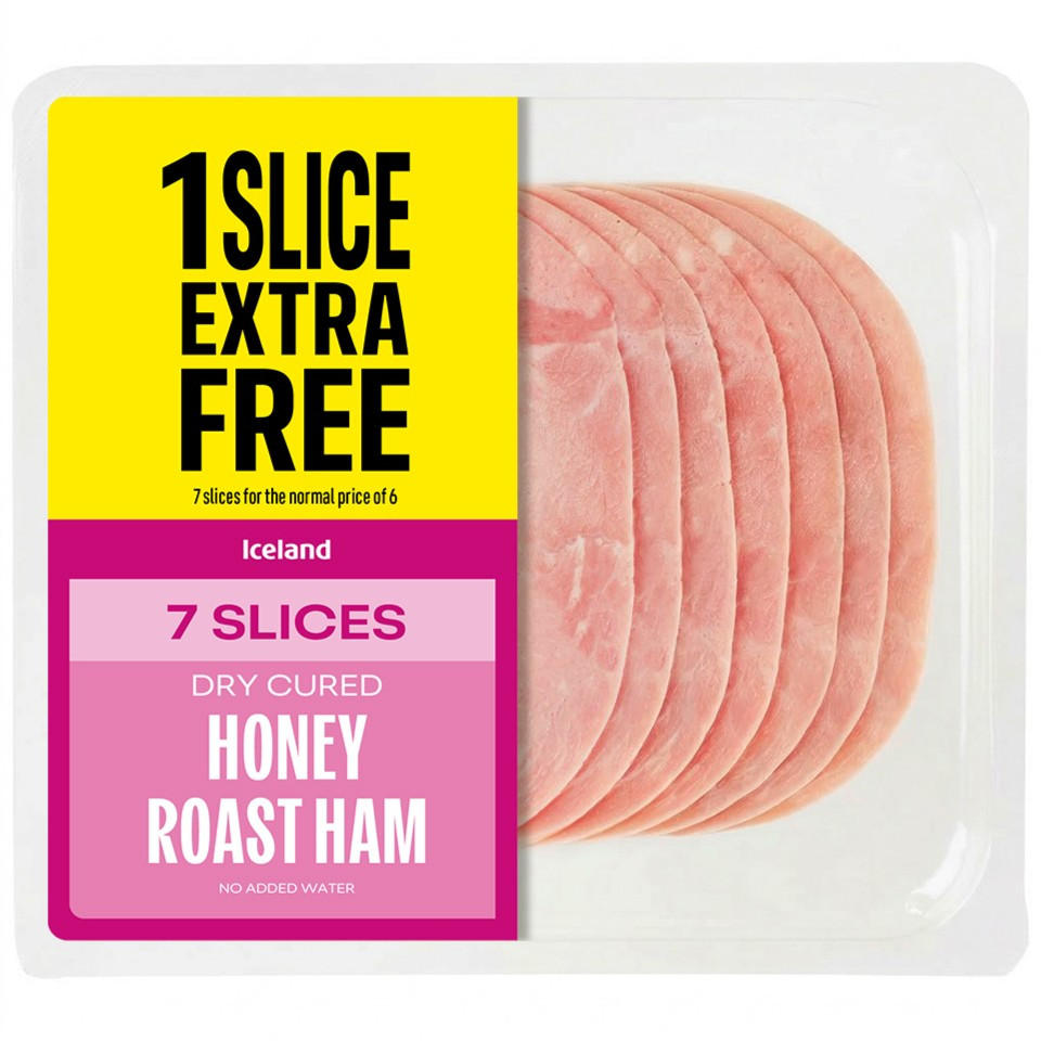 Iceland 7 Slices (approx.) Honey Roast Ham (Extra Slice Free)