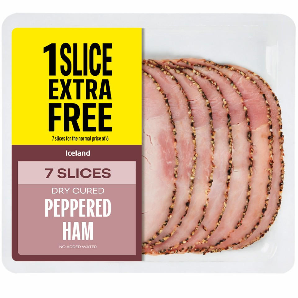 Iceland 7 Slices (approx.) Peppered Ham (Extra Slice Free)