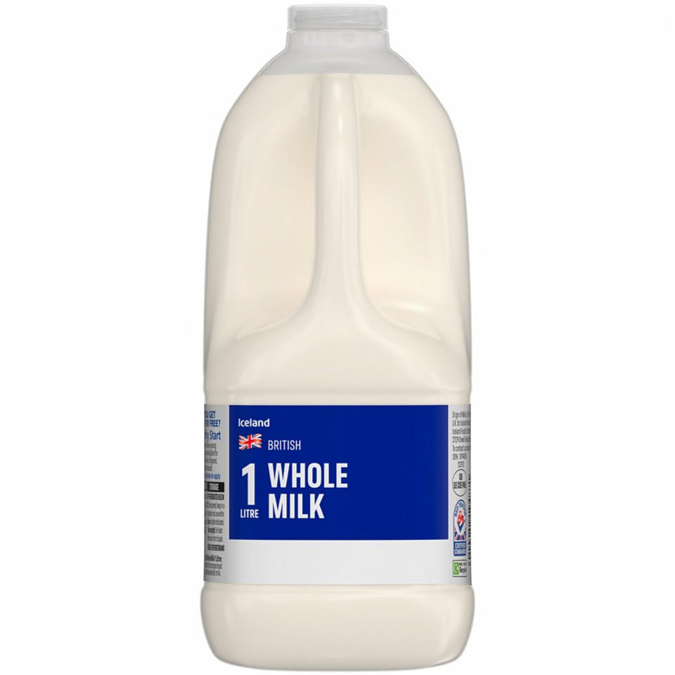 Iceland British Whole Milk 1 Litre