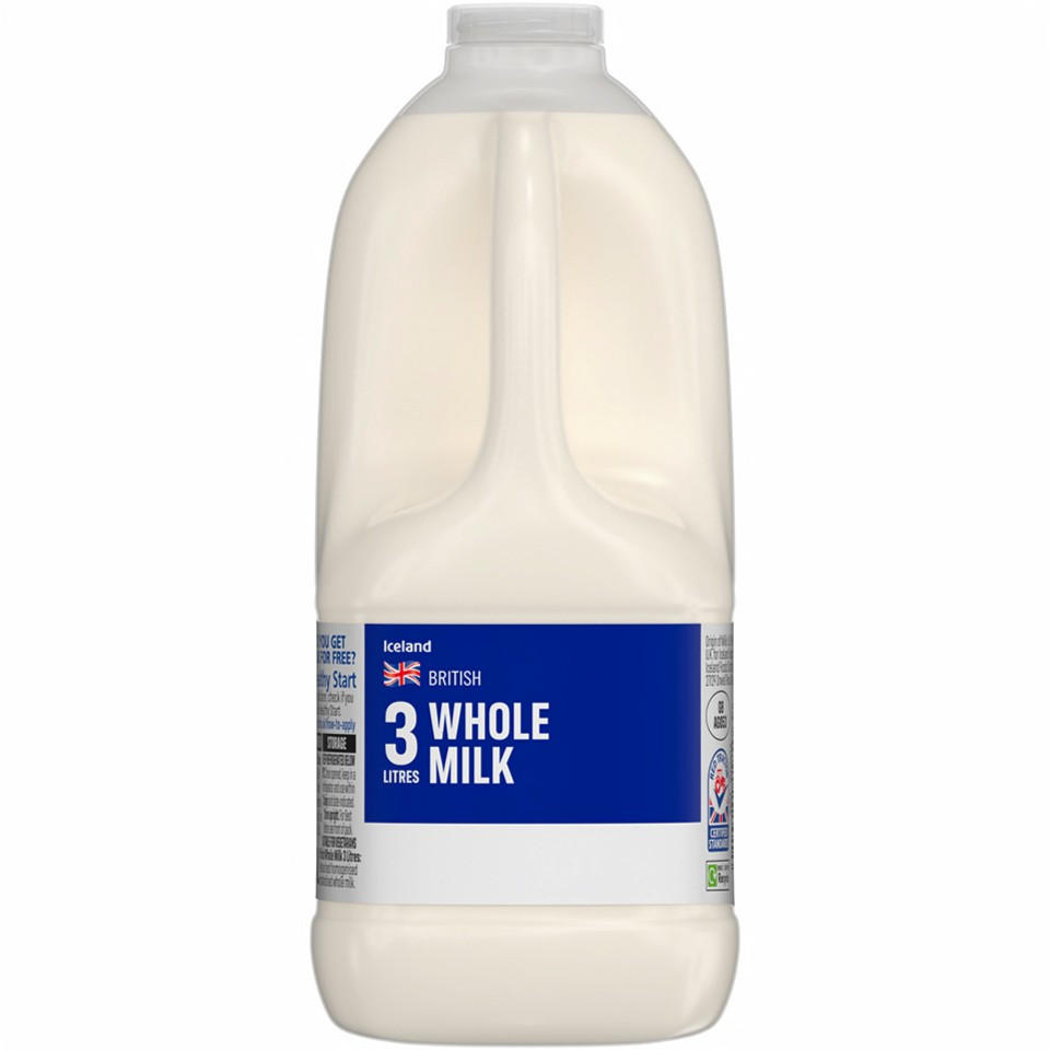 Iceland British Whole Milk 3 Litres