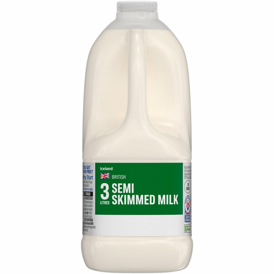 Iceland British Semi-Skimmed Milk 3 Litres