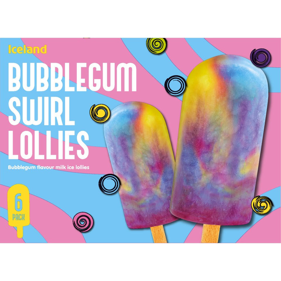 Iceland 6 Bubblegum Swirl Lollies 306g