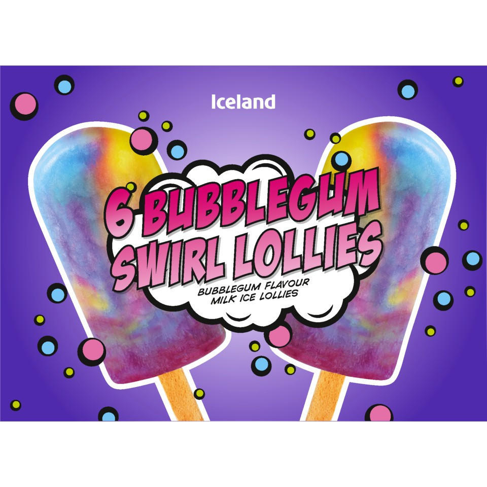 Iceland 6 Bubblegum Swirl Lollies 306g (6x51g)