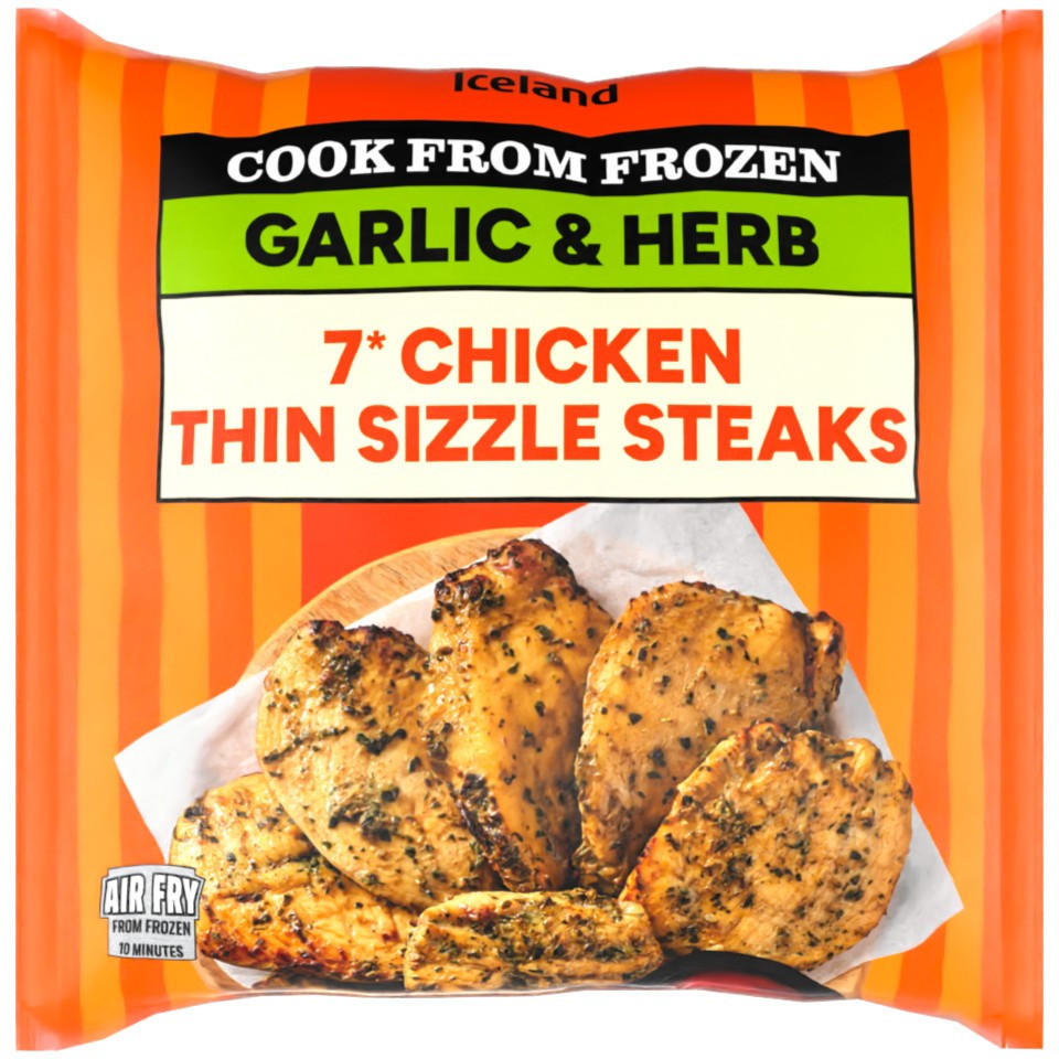 Iceland Extra Thin Garlic & Herb Chicken Sizzle Steaks 450g