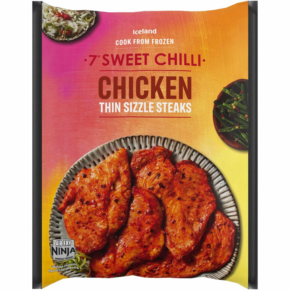 Iceland Extra Thin Sweet Chilli Chicken Sizzle Steaks 450g