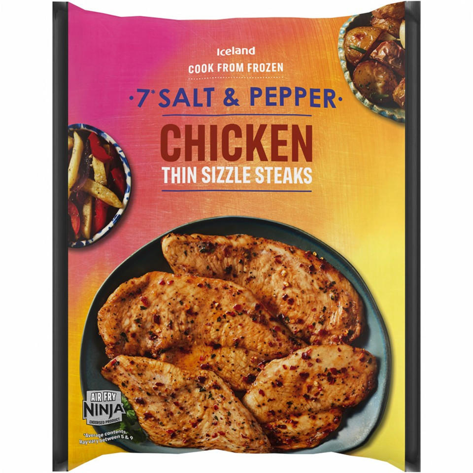 Iceland Extra Thin Salt & Pepper Chicken Sizzle Steaks 450g