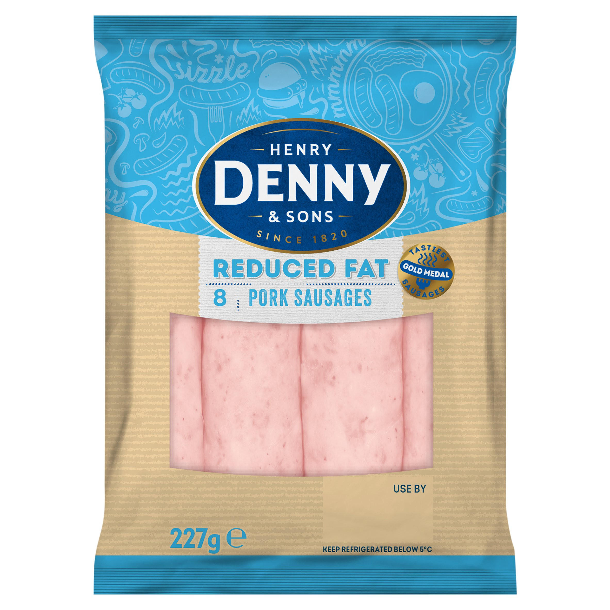 Henry Denny & Sons 8 Reduced Fat Pork Sausages 227g