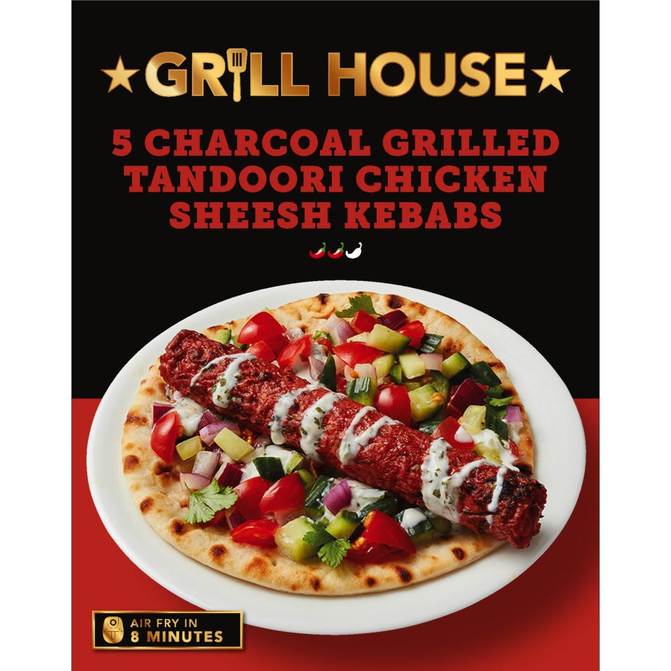 Grill House 5 Charcoal Grilled Tandoori Chicken Sheesh Kebabs 250g