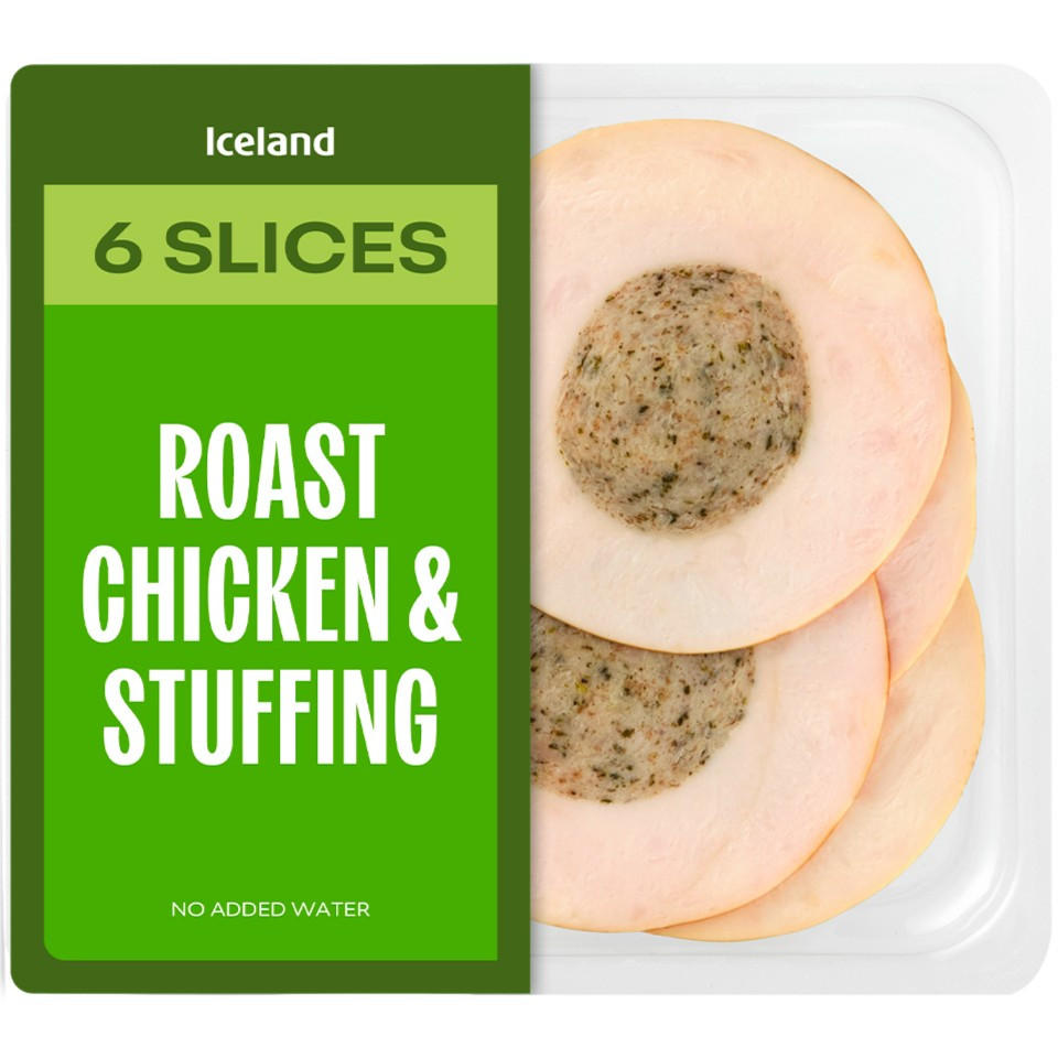 Iceland 6 Slices (Approx.) Roast Chicken & Stuffing 100g