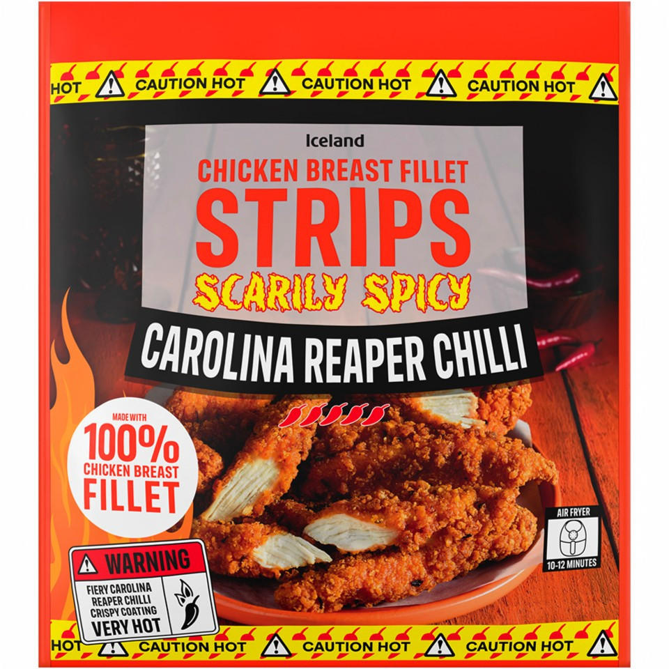 Iceland Scarily Spicy Carolina Reaper Chilli Chicken Breast Fillet Strips 500g
