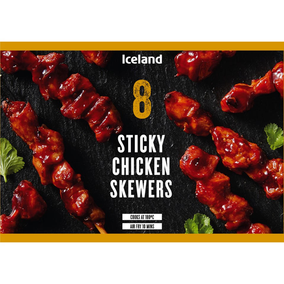 Iceland 8 Sticky Chicken Skewers 144g