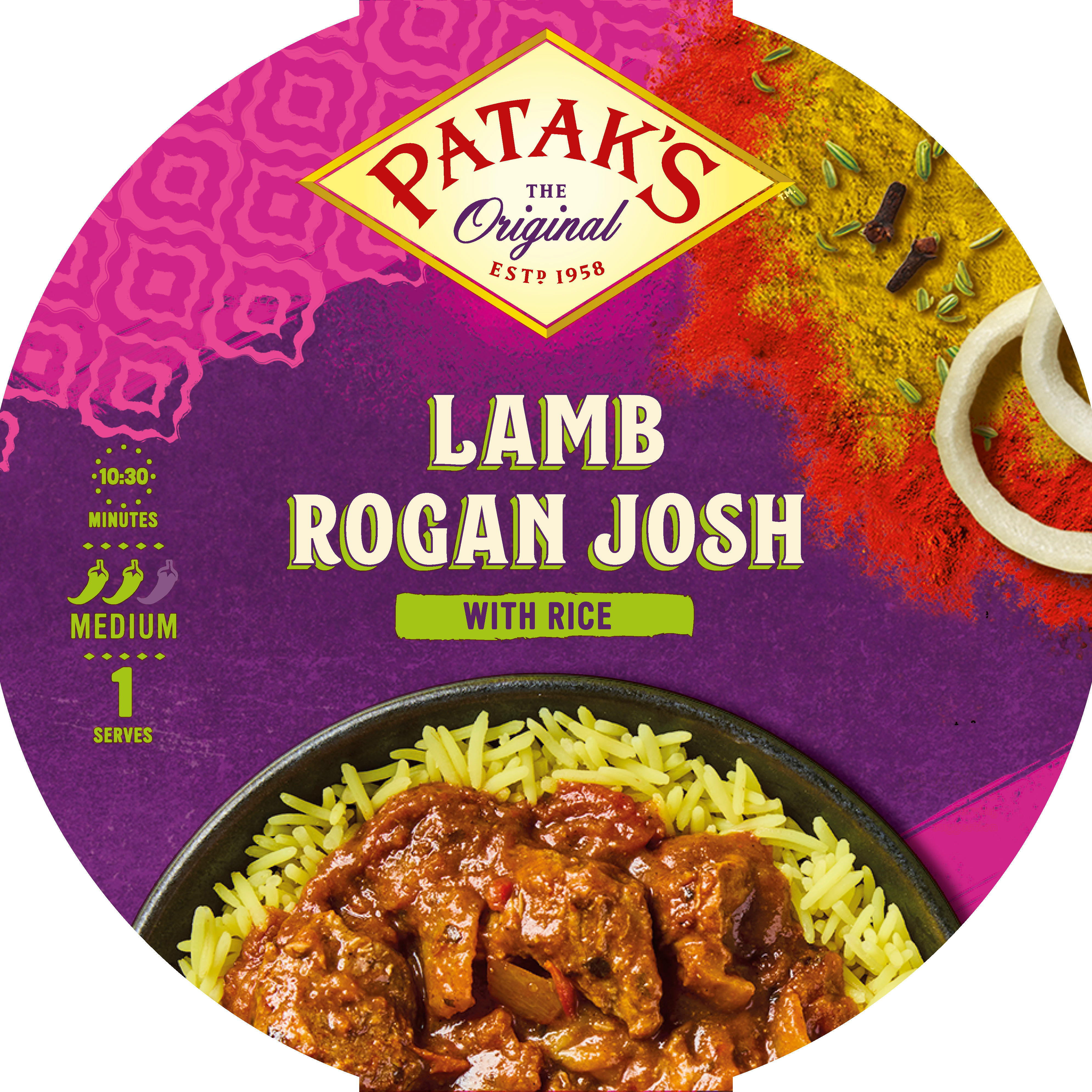 Patak's Lamb Rogan Josh with Rice 400g