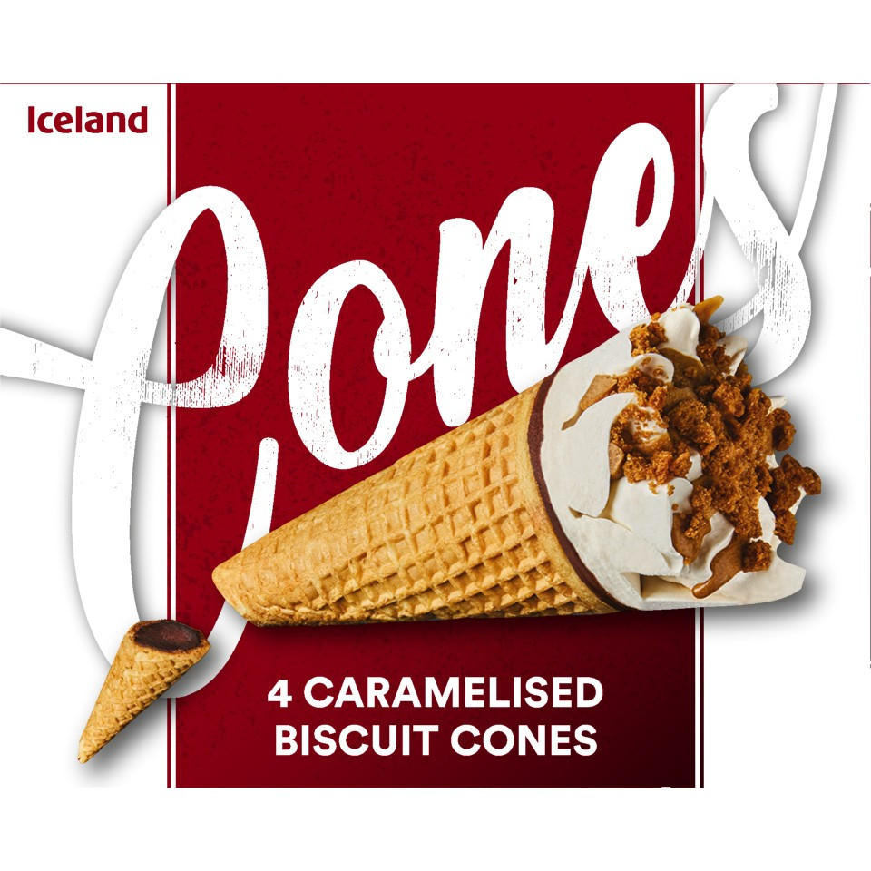 Iceland 4 Caramelised Biscuit Cones 256g