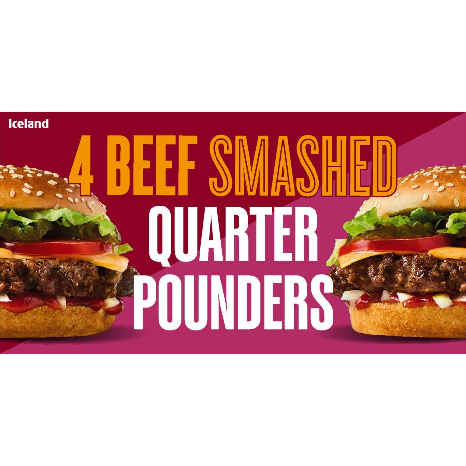 Iceland 4 Beef Smashed Quarter Pounders 454g