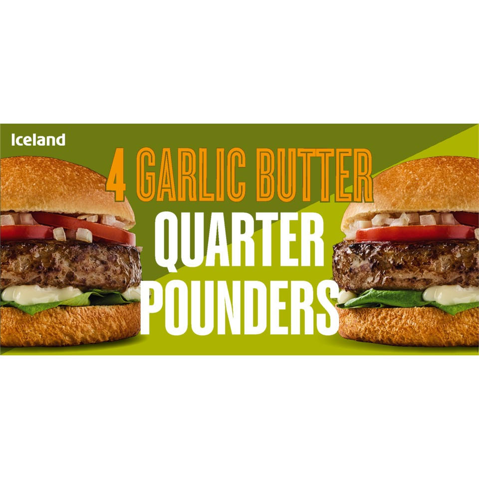 Iceland 4 Garlic Butter Quarter Pounders 454g