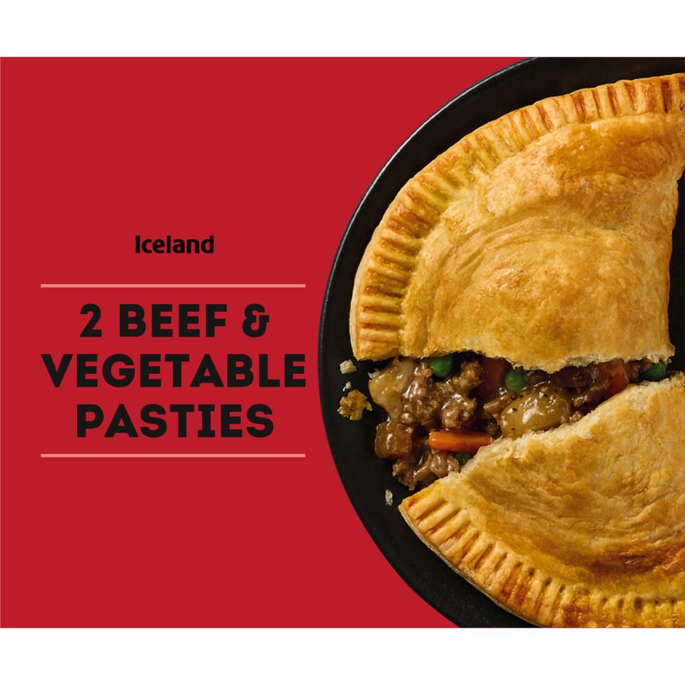 Iceland 2 Beef & Vegetable Pasties 300g