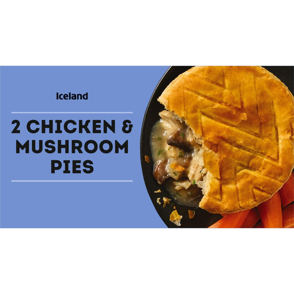 Iceland 2 Chicken & Mushroom Pies 284g