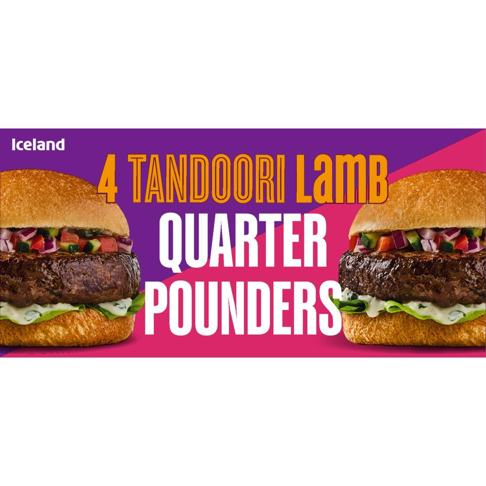 Iceland 4 Tandoori Lamb Quarter Pounders 454g