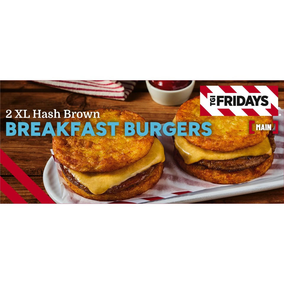 TGI Fridays 2 XL Hash Brown Breakfast Burgers 340g