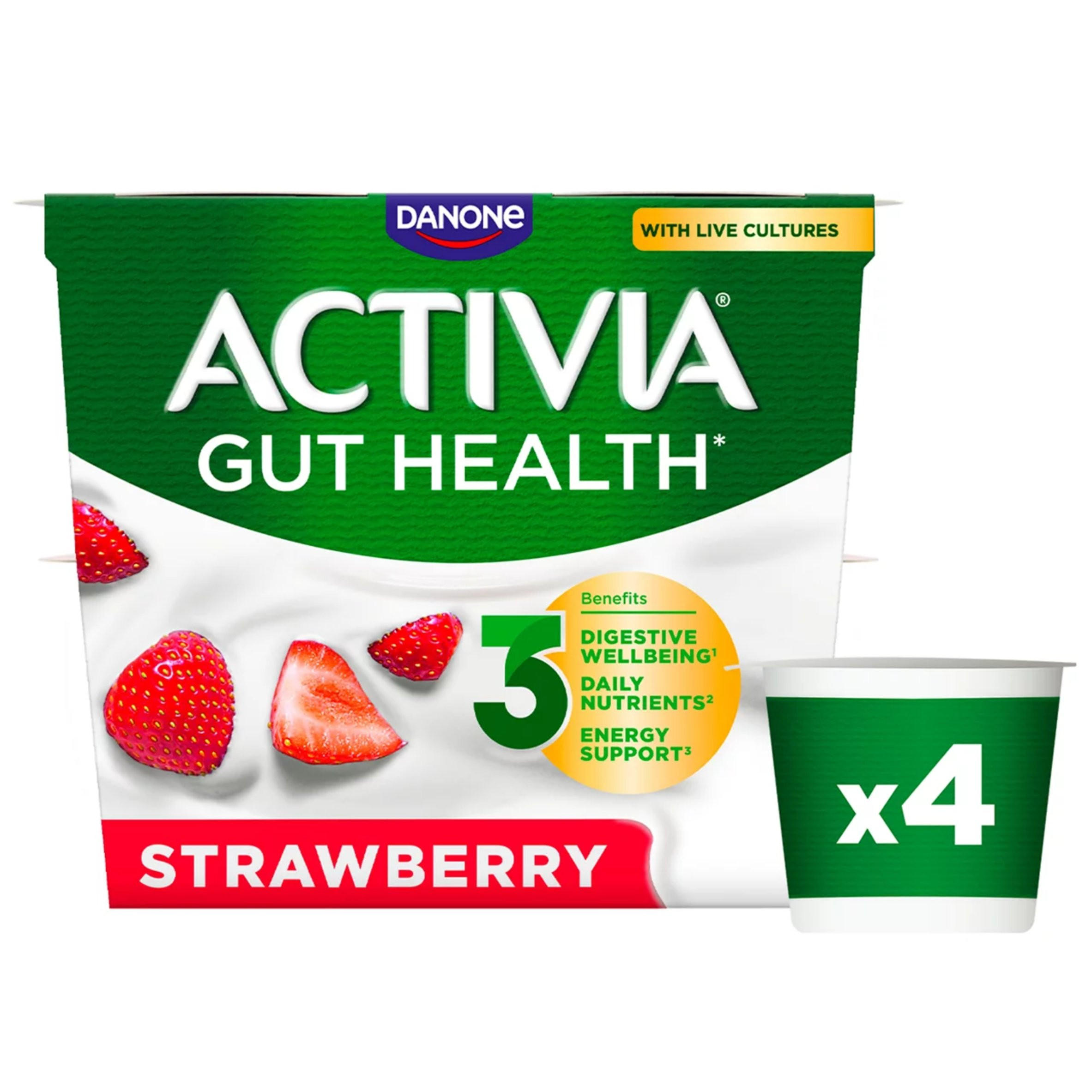 Activia Strawberry Gut Health Fruit Yoghurt Multipack 4x115g