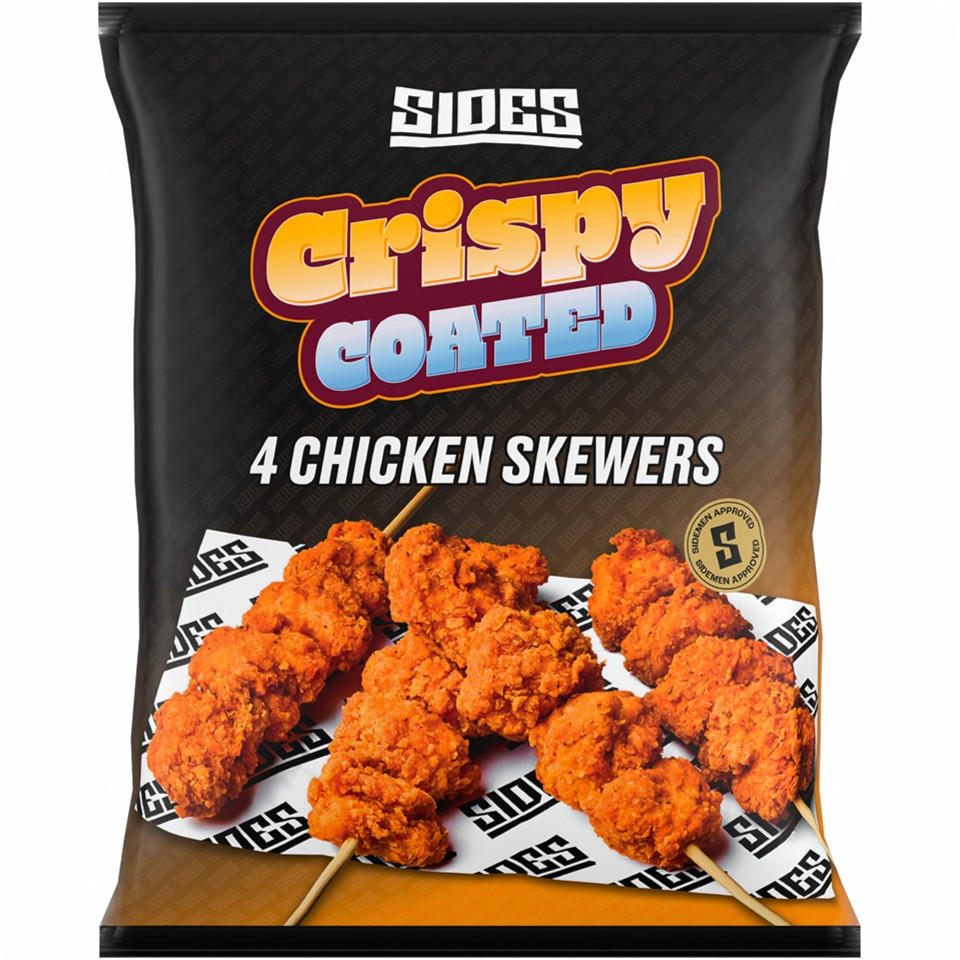 Sides Crispy Coated 4 Chicken Skewers 400g