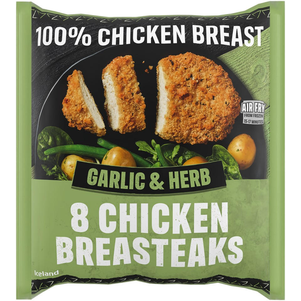 Iceland 8 Garlic & Herb Chicken Breasteaks 680g