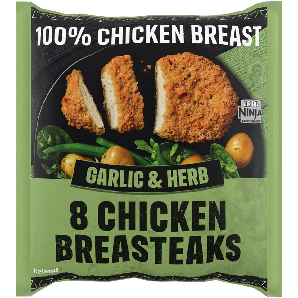 Iceland 8 Garlic and Herb Chicken Breasteaks 680g