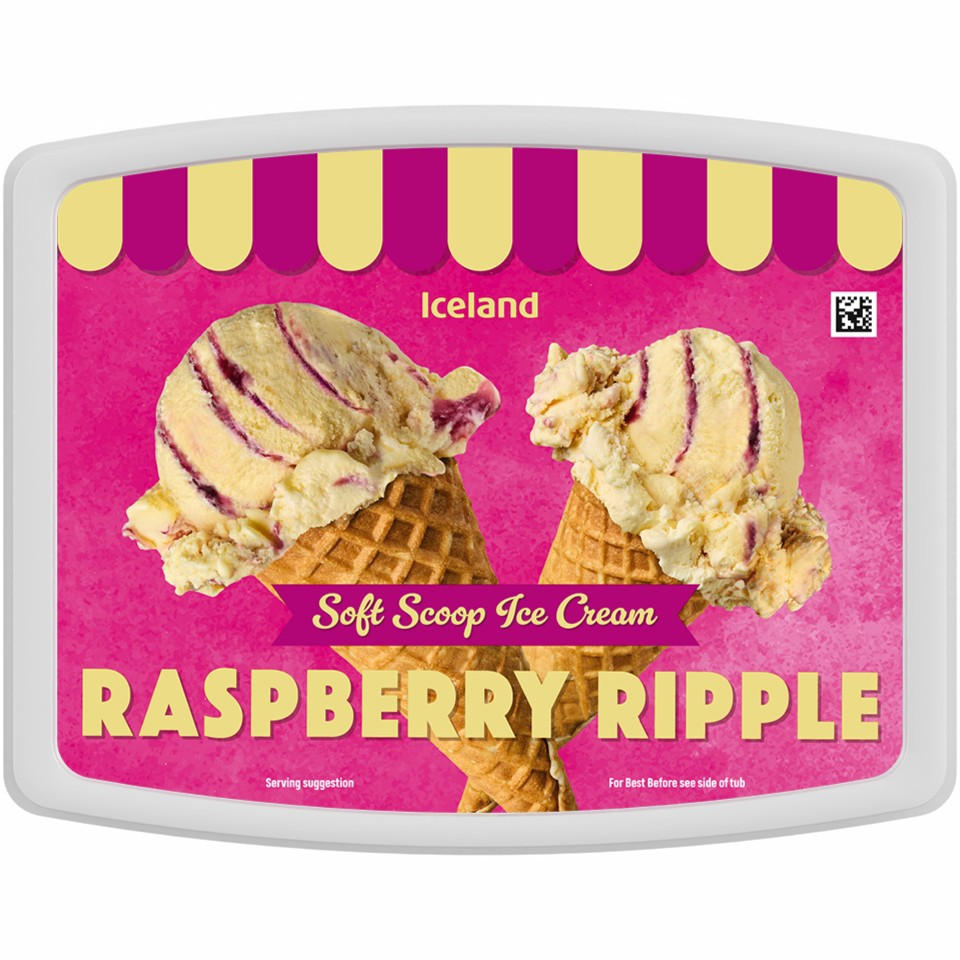 Iceland Soft Scoop Ice Cream Raspberry Ripple 2l