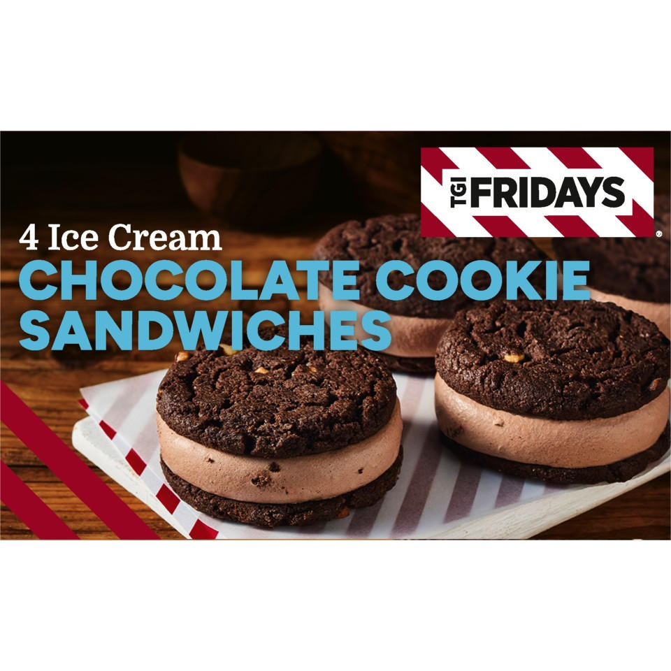 TGI Fridays 4 Ice Cream Chocolate Cookie Sandwiches 260g