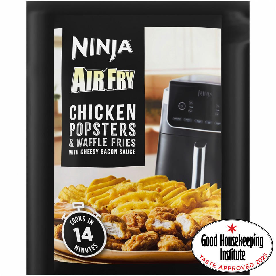 Ninja Air Fry Chicken Popsters & Waffle Fries with Cheesy Bacon Sauce 380g
