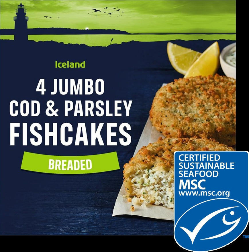 Iceland 4 Jumbo Cod & Parsley Fishcakes 480g