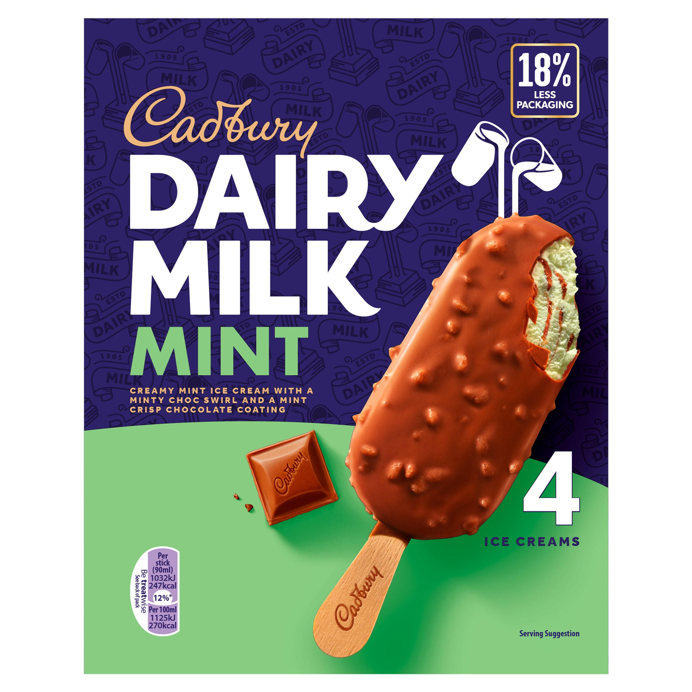Cadbury Dairy Milk Mint Ice Cream 4 x 90ml (360ml)