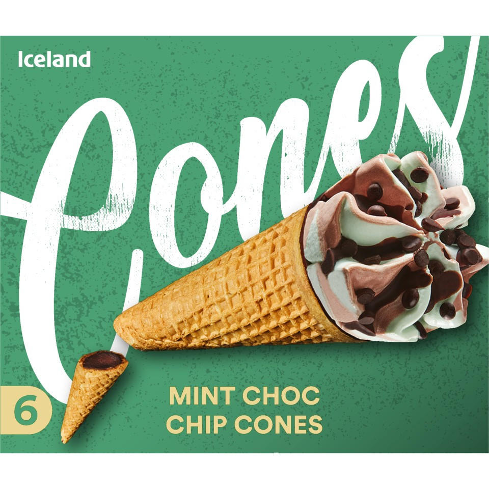 Iceland 6 Mint Choc Chip Cones 372g